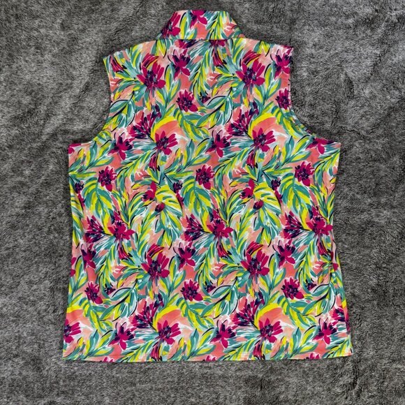 Stella Parker Golf Collection Floral Sleeveless Mock Golf Shirt Sz L - Picture 8 of 9